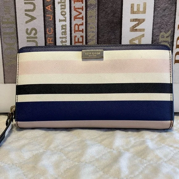 NWOT KATE SPADE Kate Spade Blake Avenue Printed Neda Wallet - Bon bon stripe. - Picture 1 of 8